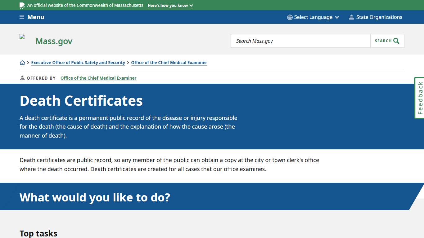 Death Certificates | Mass.gov